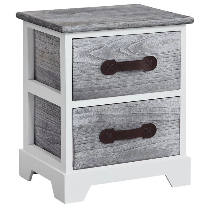 Nachttisch SALERNO Weiß/grau, 2 Schubladen 1 Nachttisch SALERNO Weiß/grau, 2 Schubladen