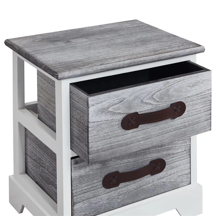 Nachttisch SALERNO Weiß/grau, 2 Schubladen 4 Nachttisch SALERNO Weiß/grau, 2 Schubladen – Bild 4