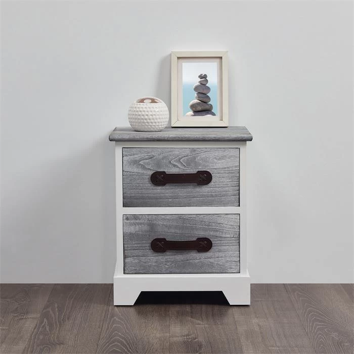 Nachttisch SALERNO Weiß/grau, 2 Schubladen 5 Nachttisch SALERNO Weiß/grau, 2 Schubladen – Bild 5