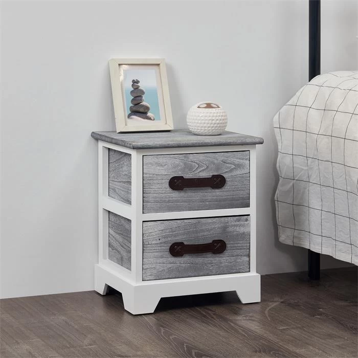 Nachttisch SALERNO Weiß/grau, 2 Schubladen 6 Nachttisch SALERNO Weiß/grau, 2 Schubladen – Bild 6