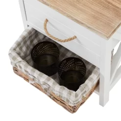 Nachttisch PERUGIA Mit 1 Schublade Und Korb, Weiß -Berühmt Möbel 94098 4 N2