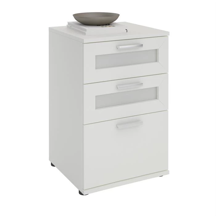 Nachttisch MARIKE In Weiß Mit 3 Schubladen 1 Nachttisch MARIKE In Weiß Mit 3 Schubladen