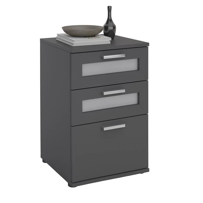Nachttisch MARIKE In Grau Mit 3 Schubladen 1 Nachttisch MARIKE In Grau Mit 3 Schubladen