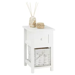 Nachttisch MESSINA Mit 1 Schublade Und Korb, In Weiß