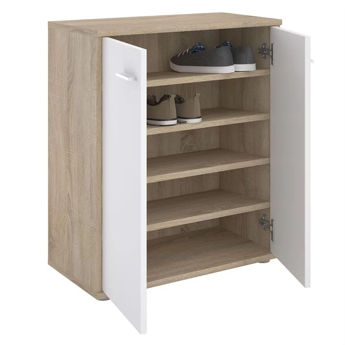 Schuhschrank LENNIS 2 Türen In Sonoma Eiche/weiß 2 Schuhschrank LENNIS 2 Türen In Sonoma Eiche/weiß – Bild 2