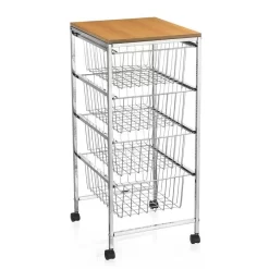 Küchenwagen RONJA Verchromt Mit 4 Körben Auf Rollen -Berühmt Möbel 94509 2