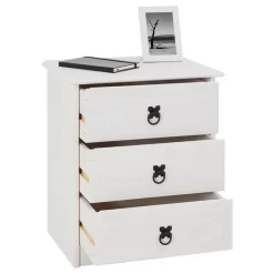 Nachttisch RESIDENCIA, Kiefer Massiv Weiß, Mit 3 Schubladen -Berühmt Möbel 94541 2