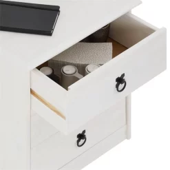 Nachttisch RESIDENCIA, Kiefer Massiv Weiß, Mit 3 Schubladen -Berühmt Möbel 94541 3