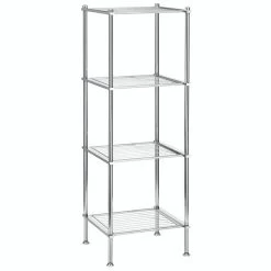 Badregal TIRANA Mit 4 Ablagen, Metall Verchromt