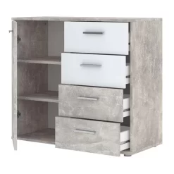 Kommode CHICAGO Betonoptik/weiß, 4 Schubladen, 1 Tür -Berühmt Möbel 94575 2