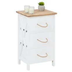 Nachttisch PERUGIA Mit 3 Schubladen In Weiß