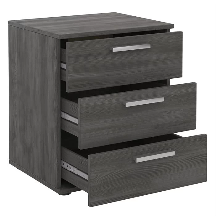 Nachttisch MARIELLA Esche Grau Mit 3 Schubladen 2 Nachttisch MARIELLA Esche Grau Mit 3 Schubladen – Bild 2
