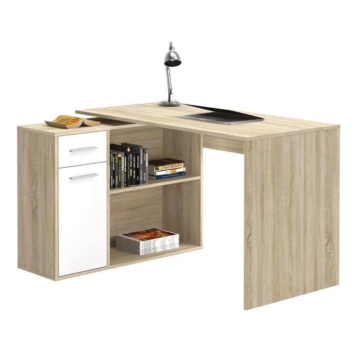 Eckschreibtisch LENA Mit Regal In Sonoma Eiche/weiß 1 Eckschreibtisch LENA Mit Regal In Sonoma Eiche/weiß