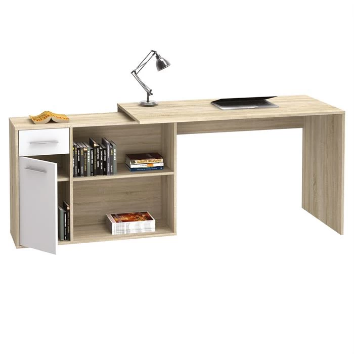 Eckschreibtisch LENA Mit Regal In Sonoma Eiche/weiß 2 Eckschreibtisch LENA Mit Regal In Sonoma Eiche/weiß – Bild 2