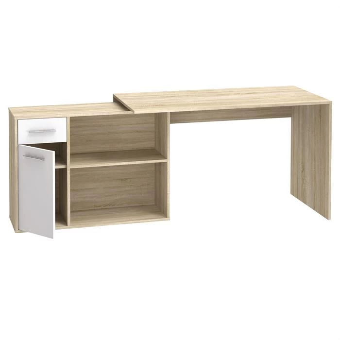 Eckschreibtisch LENA Mit Regal In Sonoma Eiche/weiß 4 Eckschreibtisch LENA Mit Regal In Sonoma Eiche/weiß – Bild 4