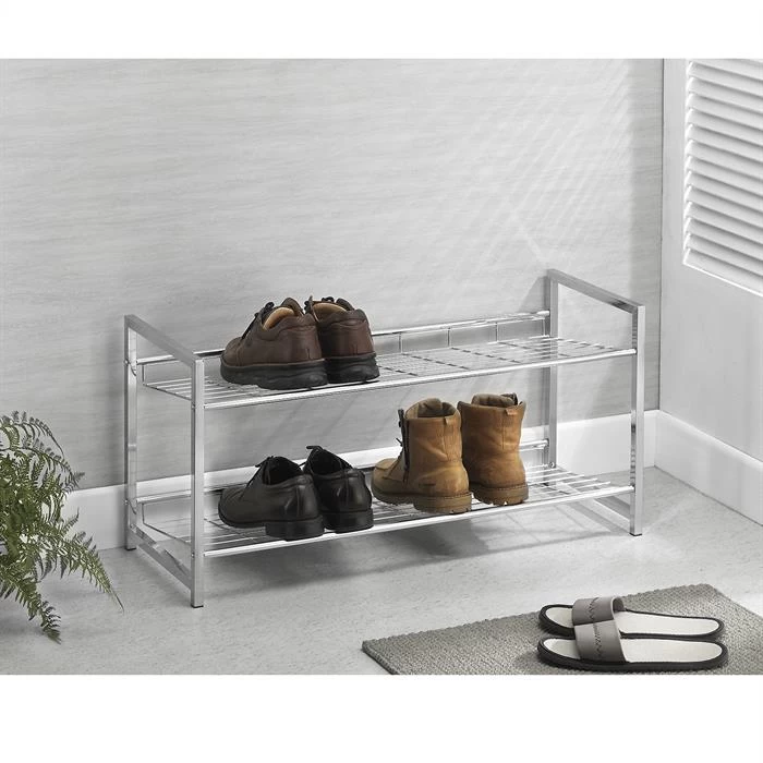 Schuhregal VALERIO Metall Verchromt, 2 Ablagen 2 Schuhregal VALERIO Metall Verchromt, 2 Ablagen – Bild 2
