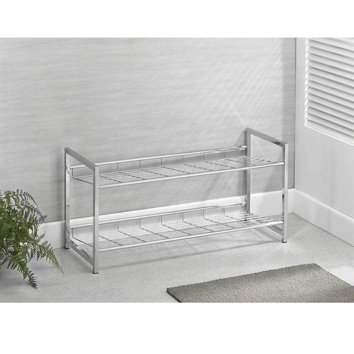 Schuhregal VALERIO Metall Verchromt, 2 Ablagen 4 Schuhregal VALERIO Metall Verchromt, 2 Ablagen – Bild 4