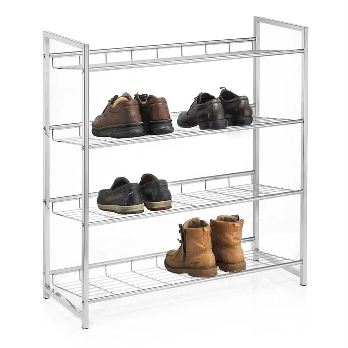 Schuhregal VALERIO Metall Verchromt, 4 Ablagen 1 Schuhregal VALERIO Metall Verchromt, 4 Ablagen