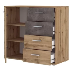 Kommode CHICAGO Wotan Eiche/Beton Dunkel, 4 Schubladen, 1 Tür -Berühmt Möbel 94719 2