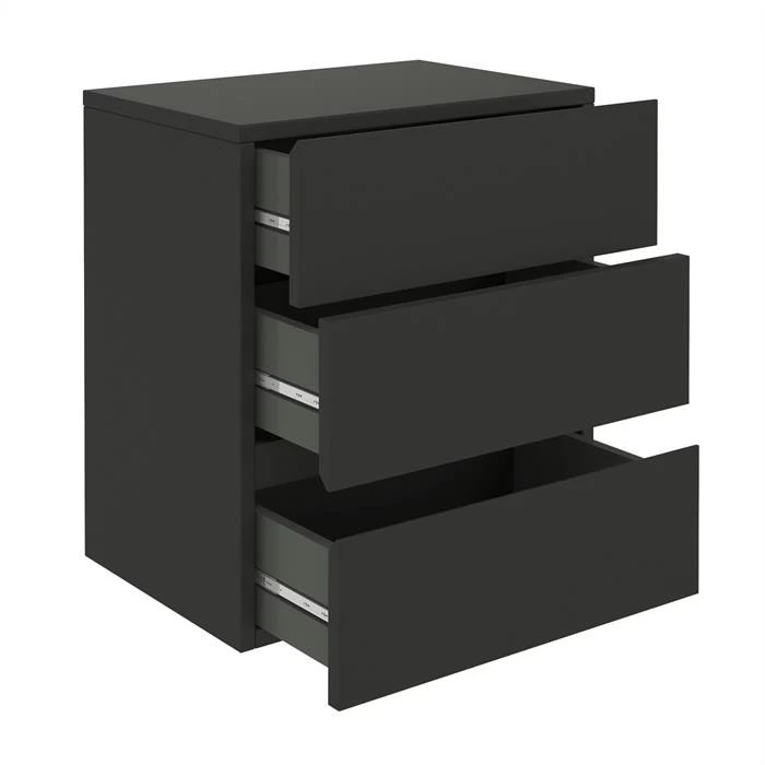 Hängeregal Nachtschrank ANNO Mit 3 Schubladen In Schwarz 2 Hängeregal Nachtschrank ANNO Mit 3 Schubladen In Schwarz – Bild 2
