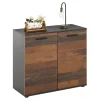 Kommode CHICAGO Mit 2 Türen In Beton Dunkel/Old Style