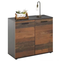 Kommode CHICAGO Mit 2 Türen In Beton Dunkel/Old Style