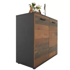 Kommode CHICAGO Mit 2 Türen In Beton Dunkel/Old Style -Berühmt Möbel 94748 2 N