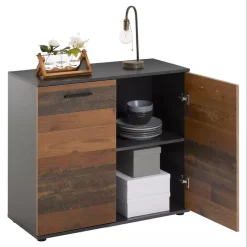 Kommode CHICAGO Mit 2 Türen In Beton Dunkel/Old Style -Berühmt Möbel 94748 3 N