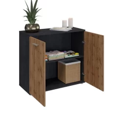 Kommode CHICAGO Mit 2 Türen In Beton Dunkel/Wotan Eiche -Berühmt Möbel 94749 2 N1