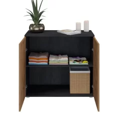 Kommode CHICAGO Mit 2 Türen In Beton Dunkel/Wotan Eiche -Berühmt Möbel 94749 3 N1