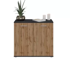 Kommode CHICAGO Mit 2 Türen In Beton Dunkel/Wotan Eiche -Berühmt Möbel 94749 4 N1