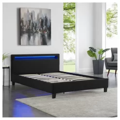 Polsterbett JORDIE 140x200 Cm, LED Beleuchtung, Stoff Schwarz 7 Polsterbett JORDIE 140x200 Cm, LED Beleuchtung, Stoff Schwarz -Berühmt Möbel 94935 2