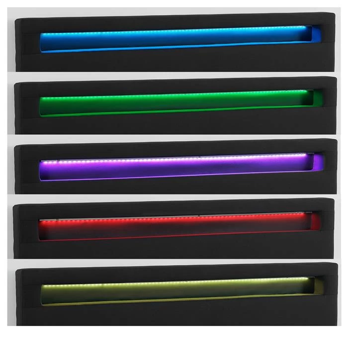 Polsterbett JORDIE 140x200 Cm, LED Beleuchtung, Stoff Schwarz 4 Polsterbett JORDIE 140x200 Cm, LED Beleuchtung, Stoff Schwarz – Bild 4