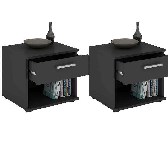 Nachttisch MARY Im 2er Set In Schwarz 1 Nachttisch MARY Im 2er Set In Schwarz