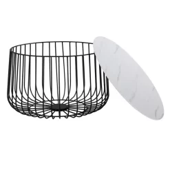 Couchtisch PADOVA 2er Set Marmor Weiß, Metallkörbe Mit Deckel 6 Couchtisch PADOVA 2er Set Marmor Weiß, Metallkörbe Mit Deckel -Berühmt Möbel 94997 2