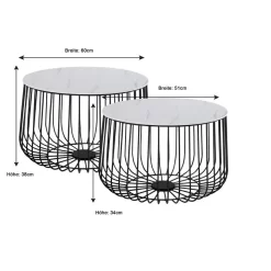 Couchtisch PADOVA 2er Set Marmor Weiß, Metallkörbe Mit Deckel 7 Couchtisch PADOVA 2er Set Marmor Weiß, Metallkörbe Mit Deckel -Berühmt Möbel 94997 4