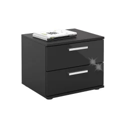Nachttisch MAXIMA In Hochglanz Schwarz, 2 Schubladen