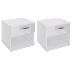 Nachttisch MARY Im 2er Set In Hochglanz Weiß