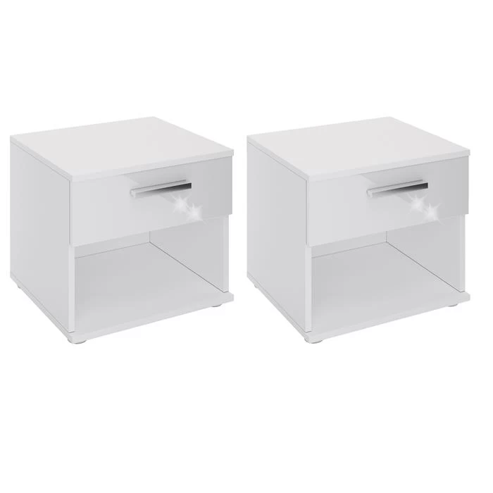 Nachttisch MARY Im 2er Set In Hochglanz Weiß 1 Nachttisch MARY Im 2er Set In Hochglanz Weiß