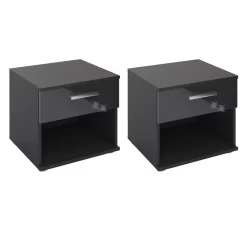 Nachttisch MARY Im 2er Set In Hochglanz Schwarz
