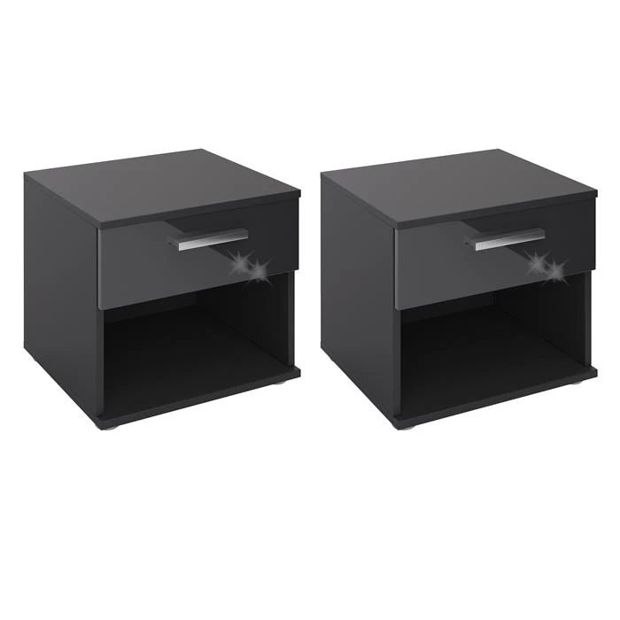 Nachttisch MARY Im 2er Set In Hochglanz Schwarz 1 Nachttisch MARY Im 2er Set In Hochglanz Schwarz