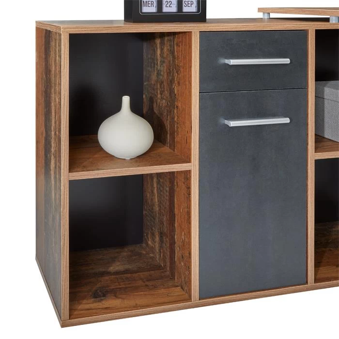 Eckschreibtisch DIEGO Mit Regal In Old Style/Beton Dunkel 4 Eckschreibtisch DIEGO Mit Regal In Old Style/Beton Dunkel – Bild 4