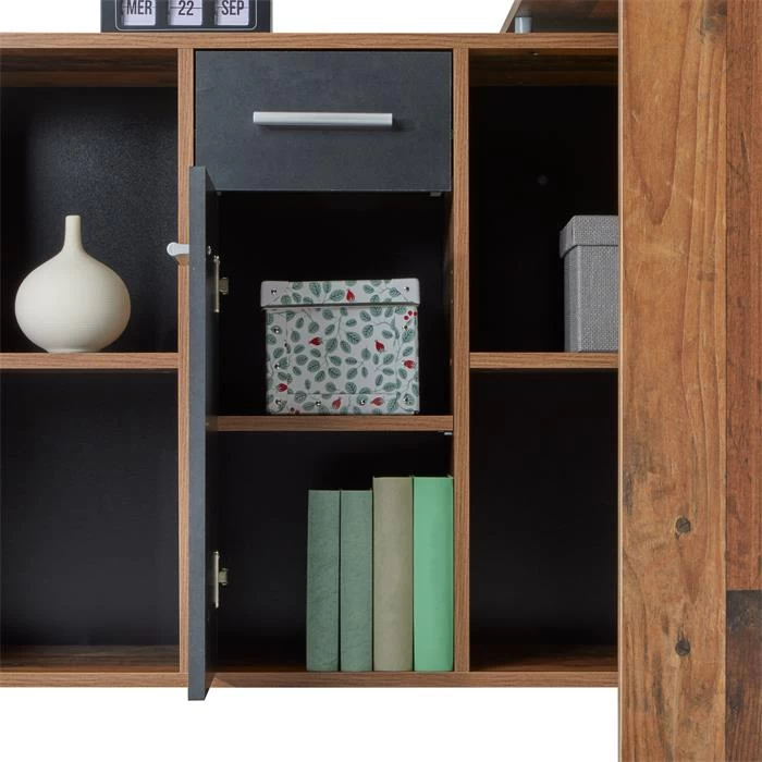 Eckschreibtisch DIEGO Mit Regal In Old Style/Beton Dunkel 5 Eckschreibtisch DIEGO Mit Regal In Old Style/Beton Dunkel – Bild 5