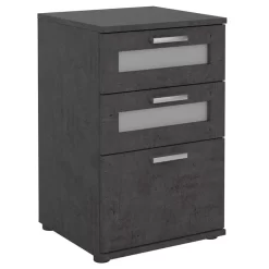 Nachttisch MARIKE In Betonoptik Dunkel Mit 3 Schubladen