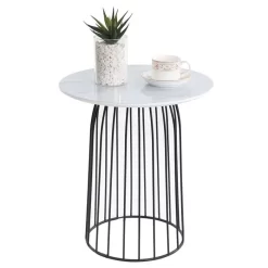 Couchtisch SALAMANCA Rund In Marmor Weiß