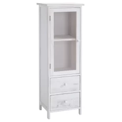 Vitrine ETANIA Weiß Mit 2 Schubladen Im Vintage Look