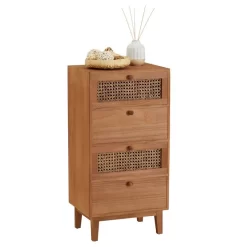 Kommode SEETA Mit 4 Schubladen Und Wiener Geflecht, Braun