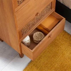 Kommode SEETA Mit 4 Schubladen Und Wiener Geflecht, Braun -Berühmt Möbel 95327 AC4