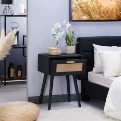 Nachttisch KIRAN Mit 1 Schublade, Holz In Schwarz -Berühmt Möbel 95329 AC2