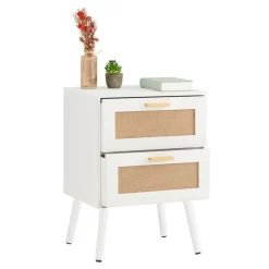 Nachttisch WAMAN Mit 2 Schubladen, Weiß -Berühmt Möbel 95332 2